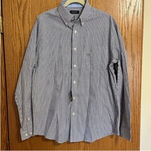 Nautica NWT Button Down LS Top Blue & White Stripe Size 16 (34/35) 100% Cotton